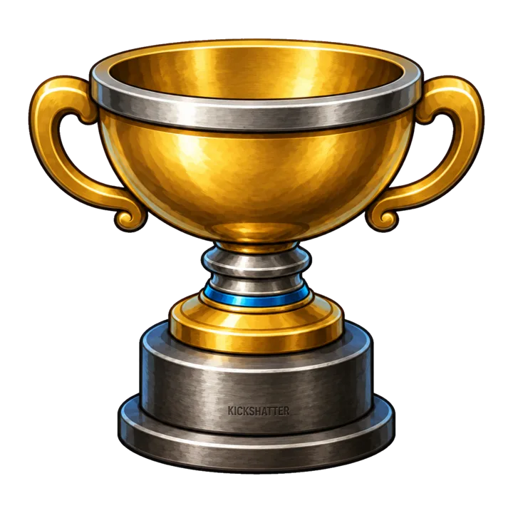 Academy Cup04: a gold trophy with tall handles and a dark layered base